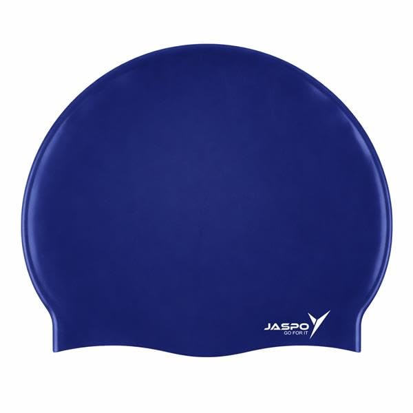 Image of JASPO Velocity Silicone Swimming Cap | Unisex Swim Cap for Men & Women | Stretchable, Anti-Slip, Waterproof Cap for Pool, Training & Professional Swimming | Blue
