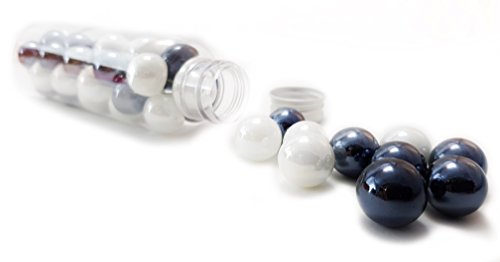MaRécréation - 30 Billes mélange créatif - Bille en Verre à Collectionner (16 mm, Blanc & Noir)