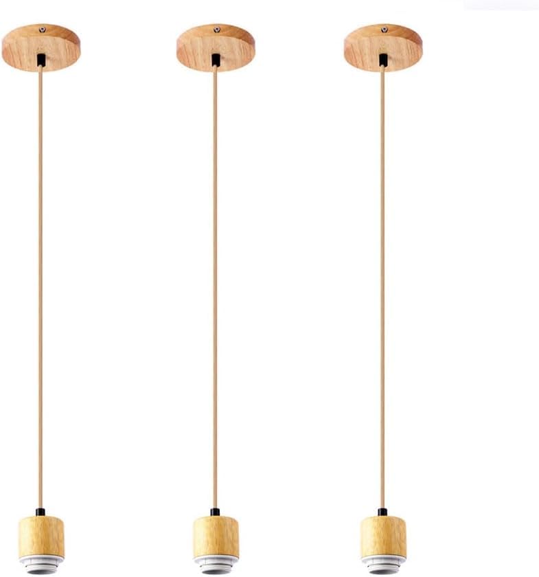 JXHSWDG Lámparas de Pared Apliques Luces Colgantes de Madera Juego de 3 Techo Rose Flex Lámpara Colgante de Madera Isla de Cocina Accesorio de iluminación E27 Suspendido
