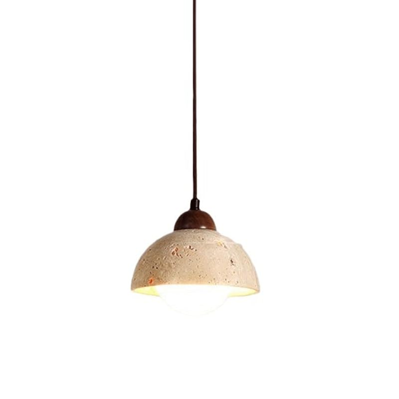 Suspension en travertin jaune style Wabi-Sabi, lampe de plafond pour table de salle à manger