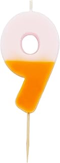 Talking Tables Orange and Pink Number 9 Candle for Cakes | Colourful Birthday Cake Topper Decorations for Kids Party, Boys, Girls 9th, 19th, Anniversary, Milestone