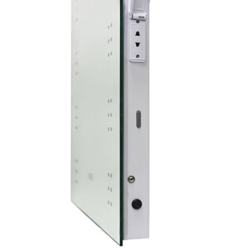 Warmiehomy Modern Illuminated LED Bathroom Mirror with Lights Shaver Socket Demister and Sensor Wall Mounted 70x50cm (700x500x53mm)