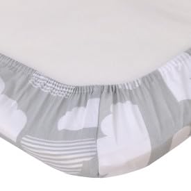 Image of Skip Hop Cozy-Up 2-in-1 Bedside Sleeper Grey and White Clouds 100% Cotton Fitted Bassinet Sheet