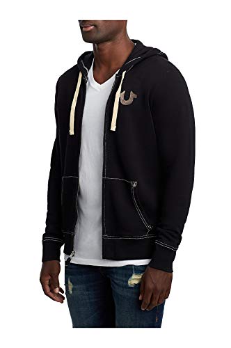 True Religion Men's Classic Logo Long Sleeve Zip Up Hoodie
