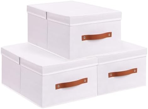 Lesfit 3 Scatole Portaoggetti Grandi In Tessuto 66L - Pieghevoli Con Finestra E Maniglie
