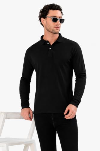 Image of Men's Full Sleeve Polo T-Shirt | Soft & Comfortable Fabric | Breathable | Quick Dry | Stretchable | Lightweight | Wrinkle Resistant | Skin Friendly | Durable