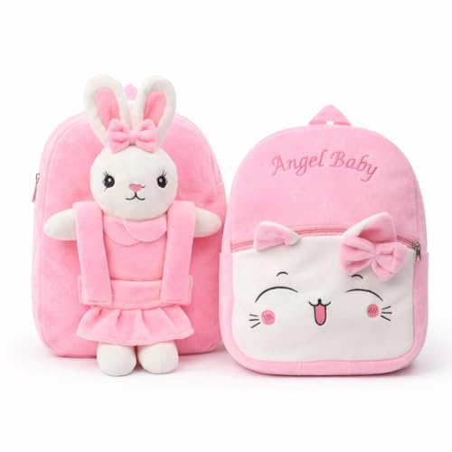 Image of Cartoon Plush Kids School Bag 2-6 Years | Soft Toy Backpack for Boys & Girls | Toddler Nursery Preschool Bag | Lightweight Adjustable Straps