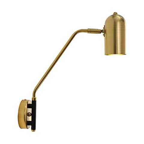 Modern Metal Wall Light Adjustable LED Bedside Wall Lamp with Switch, 180 ° Swivel Arm, Interior Lighting Wall Lamp for Living Room Dining Room Hotel Corridor, 1x GU10 6W Including, Golden Cover