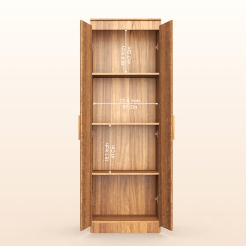 Image of COUCH CULTURE Mono Engineering Wood 2 Door Wardrobe | Almirah for Clothes Wooden | Wardrobe Organizer for Clothes | Multipurpose Almirah for Storage Bedroom | 1 Year Warranty - Leon Teak Finish