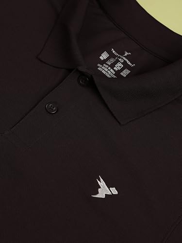 Image of TECHNOSPORT Men's Solid Slim Fit Polo Collar T-Shirt MATPIQ Half Sleeve Button Polyester for Gym Running Workout UPF50+ Anti Odour