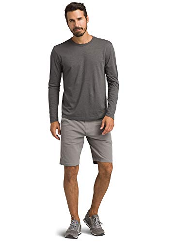 prAna Men's Long Sleeve Crew T-Shirt, Charcoal Heather, Medium
