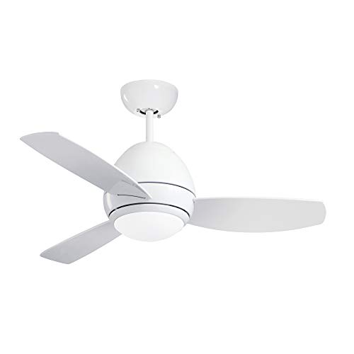 Luminance Cf244Lww Kathy Ireland Home Curva Led Outdoor Ceiling Fan With Light Kit | Modern Fixture With 6-Speed Remote Control | Low Profile With Downrod Mount, 44 Inch, Appliance White #TOP10
