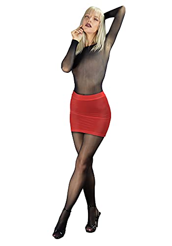 Nerissa - Glossy Semi-Sheer Mini Skirt in Thin Shiny Body Con Nylon Fabric