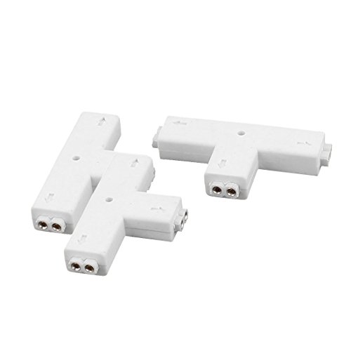 Aexit 3 Pcs Hanging Chains & Rods T Shape 3 Way 2P Female Connector White for 3528 RGB PCB Led Hanging Rods Light