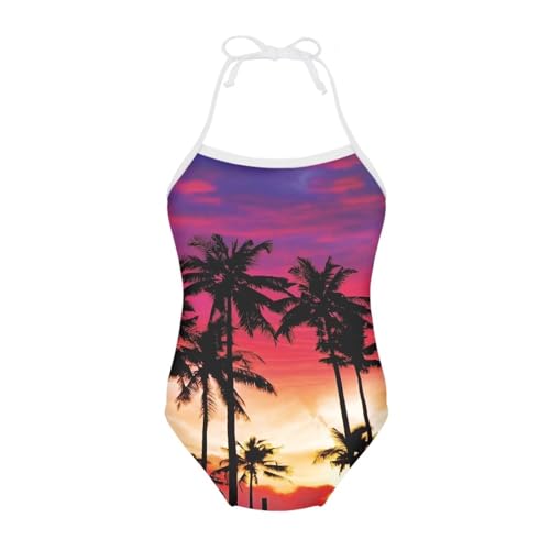 Image of One Piece Swimsuit for Girls Beach Bathing Suit Halter Straps Sports Swimwear for 1-10 Year Toddler Kids