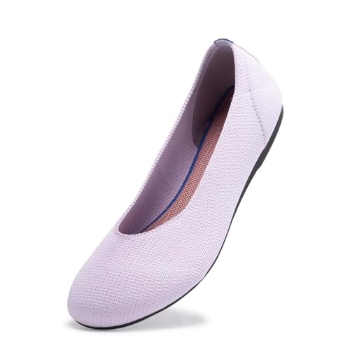 Image of Frank Mully Women's Ballet Flat Shoes Knit Dress Shoes Round Toe Slip On Ballerina Flats for Woman Low Wedge Comfort Soft