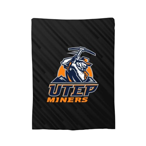 XRPUONG UTEP Miners Fleece Blanket Very Soft Microfiber Flannel Blanket for Couch Warm and Cozy