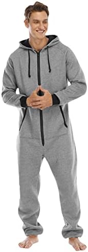 Tuta Onesie In Pile Flanella Uomo Per Natale, Pigiama Intero Con Cappuccio, Caldo E Morbido - Pigiameria Invernale