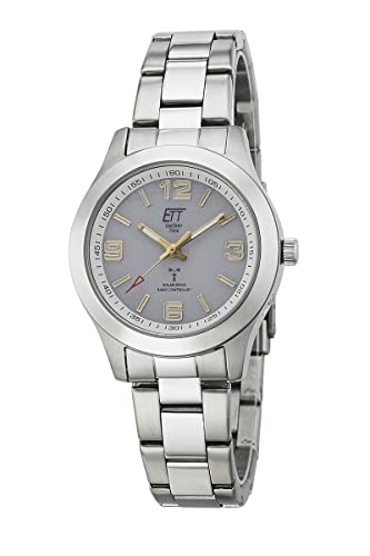 ETT Eco Tech Time Funk Solar Damen Uhr Analog mit Edelstahl Armband ELS-11497-41M
