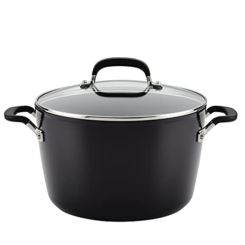 KitchenAid 84805 Panela antiaderente anodizada rígida com tampa, 8 litros - ônix preto KitchenAid 84805 Panela antiaderente anodizada rígida com tampa, 8 litros - ônix preto