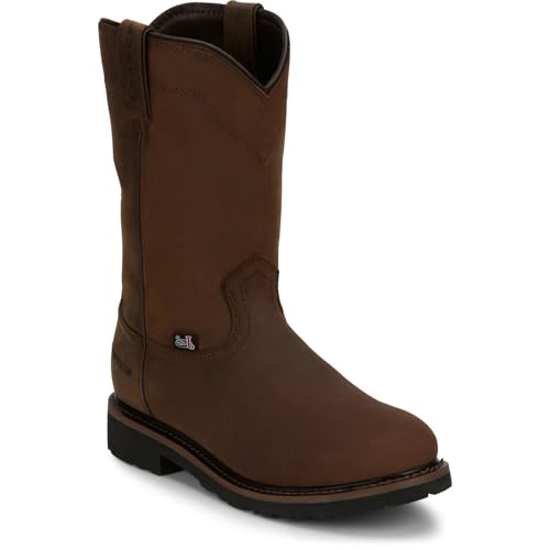 Justin Drywall 10' Waterproof Men's Work Boot - Durable Leather Construction, Slip-Resistant Sole, Ideal for Tough Jobs, Whiskey - 9 D