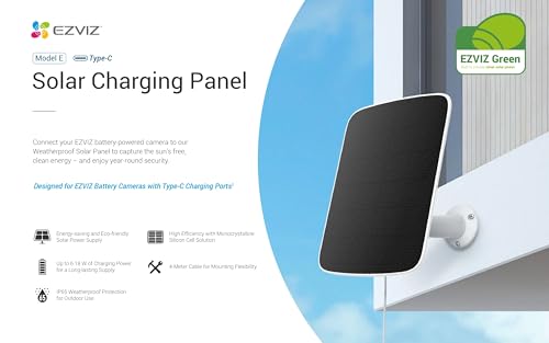 Image of EZVIZ Solar Panel-E Type-C 6.2W Charging Power Supply for Wireless Compatible with EZVIZ B8 /HB8 Security Camera