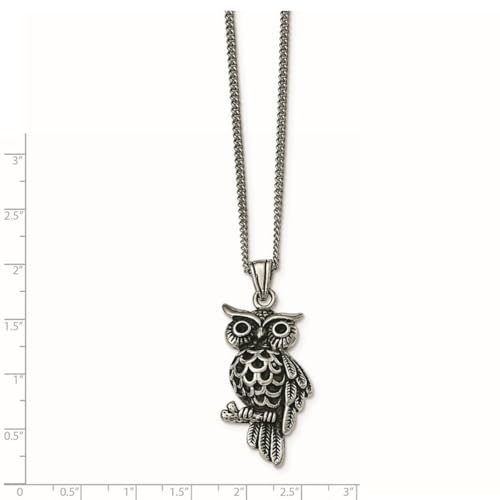 Handcrafted Stainless Steel Owl Necklace with Lobster Clasp 20 Inch