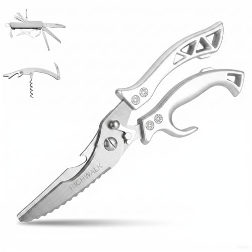 Kitchen Scissors - Heavy Duty Poultry Shears Sharp Cutting Food Chicken Bone Meat Vegetable for Cooking, Multipurpose Stainless Steel Utility Scissors, Safety Lock