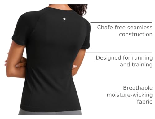 Image of CRZ YOGA Seamless T-Shirt Hip Length | Training, Chafe-Free, Slim Fit, Raglan Sleeves, Mesh Vents, Workout, Short Sleeve Tops for Women