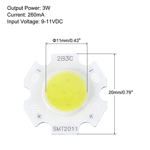 Meccanixity Cob Led Light Chip Beads 20Mm 3W 260Ma Energy Saving Bulb For Spotlight Floodlight Pack Of 15, White #TOP1