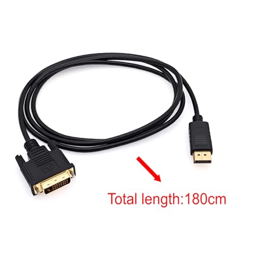 JZK 1,8 m DisplayPort-auf-DVI-Kabel, vergoldetes unidirektionales DisplayPort-Stecker-auf-DVI-Stecker-Adapterkabel für Laptop, Projektor, Monitor, HDTV, für Lenovo, für Dell, für HP