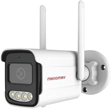 MANOMAY Protect Air 3MP WiFi Bullet Security Camera, 10x Digital Zoom, Full Duplex Two-Way Audio, Color Night Vision, Huma