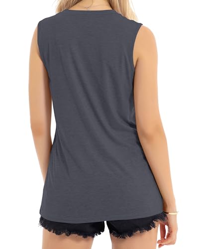 Image of Womens Tank Tops Summer Casual Sleeveless Top Loose Fit Basic Tunic Shirts