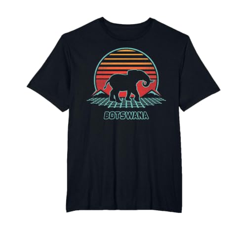 Botswana Retro Vintage 80s Style T-Shirt, Men's Big and Tall, Black, 2X Tall