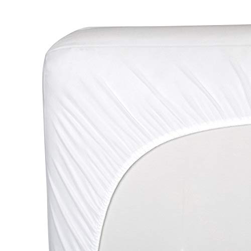 Image of Sealy Baby Healthy Grow Plush Fitted Waterproof Infant Crib Mattress Protector Pad and Toddler Bed Cover, Organic Cotton and PolyBlend Top, Machine Washable and Dryer Friendly, 52 inch x 28 inch- White