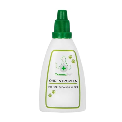 TraumaPet Ohrentropfen für Hunde & Katzen 50 ml | Ohrenreiniger mit kolloidalem Silber | Zur Pflege bei Ohrmilben, Hefepilzen & gereizten Ohren | Unterstützt bei Juckreiz, Rötungen & Geruch