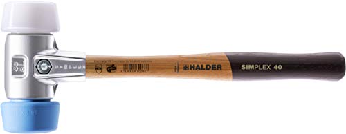 Halder 3117.051 Simplex 1 lb. Soft-Face Mallet with Oversized TPE-Soft Blue Rubber (non-marring) and Superplastic Inserts, Lightweight Aluminum Housing, and Wood Handle