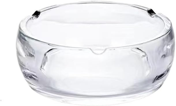 灰皿 ガラス 灰皿 ラウンド 透明 リビングルーム オフィス デスクトップ コーヒー テーブル オーナメント 灰皿 屋内 (ブラック