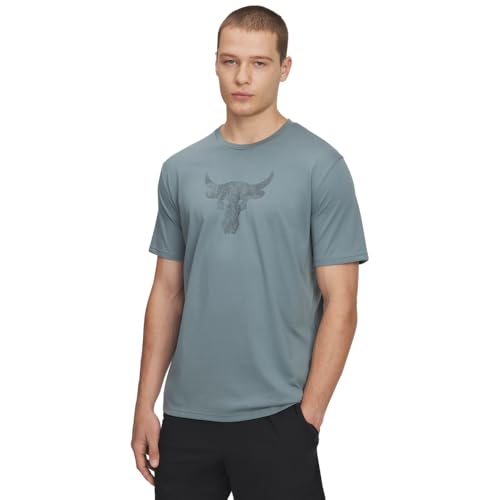 Under Armour Mens Project Rock Payoff Graphic Short Sleeve T Shirt, (587) Jasper Blue / / Black, XL