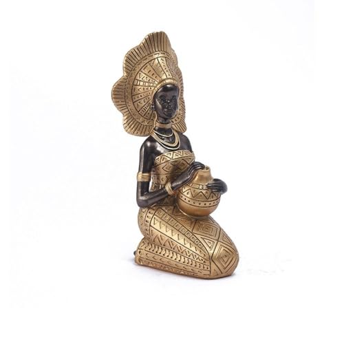 Estatua de mujer africana de resina para decoración retro