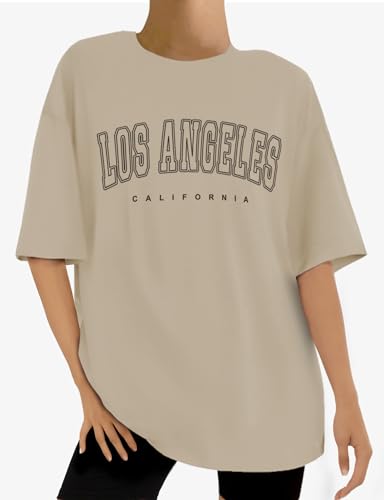 Buauty Womens Oversized T Shirts, Graphic Tees Letter Print Short Sleeve Tops Loose Fit Crewneck Top, Summer Casual Y2K 20252