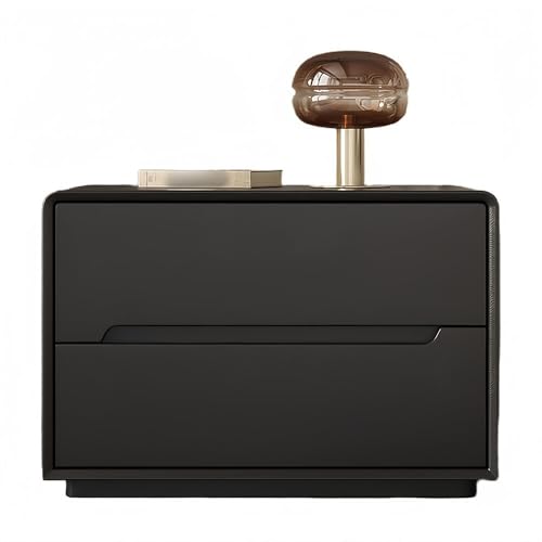 HJYBFA Mesita de Noche de Cuero y Madera de 2 Capas, Mueble de Almacenamiento Multicolor con Tirador Oculto, Moderna y Elegante, Ideal para Dormitorio y Sala de Estar (Marfil, peq
