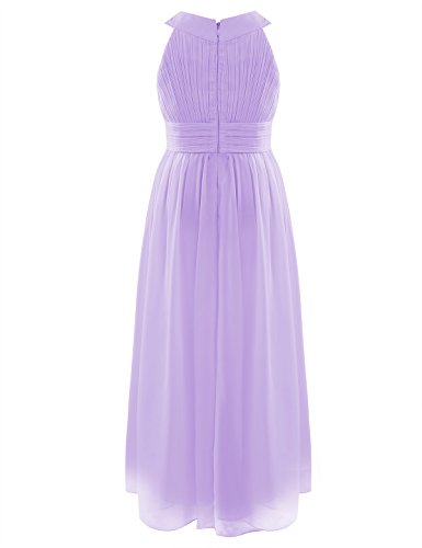 Yartina Teenager Kids Flower Girl Dress Sequins Halter Neck Chiffon Wedding Party Summer Ball Prom Evening Gowns Dresses2