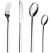 Ensemble de Couverts de Table, Ménagère 24 pièces en Inox pour 6 Personnes Comprend des Couteaux/ Fourchettes/ Cuillères, Poli Miroir/ Lavable au Lave-vaisselle, Couverts pour la Maison Divertissement