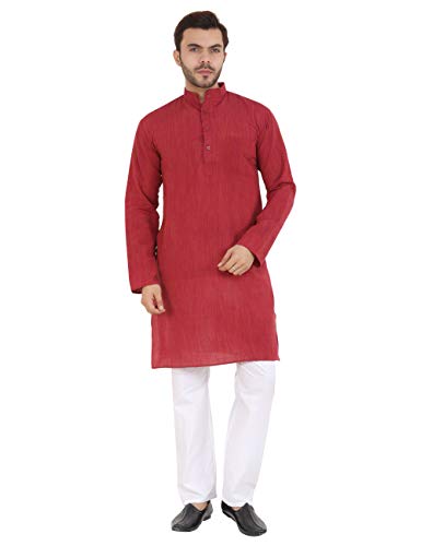 Image of LATEST CHIKAN Men's Cotton Long Kurta Full Sleeves - Casual Ethnic Wear