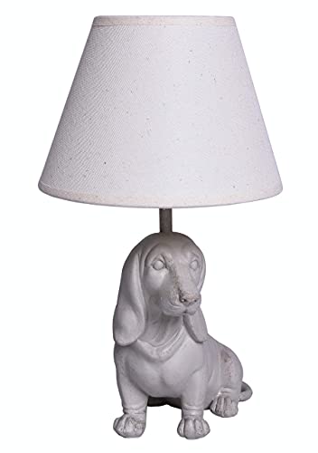 Figürliche Tischlampe (ohne Leuchtmittel) Dackel Lampe im Landhausstil Tischleuchte weiss Polystein cw145 Palazzo Exclusiv