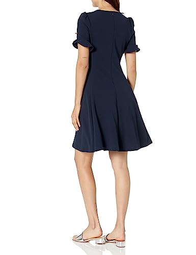 Image of DKNY Women's Flounce Sleeve Fit and Flare Dress