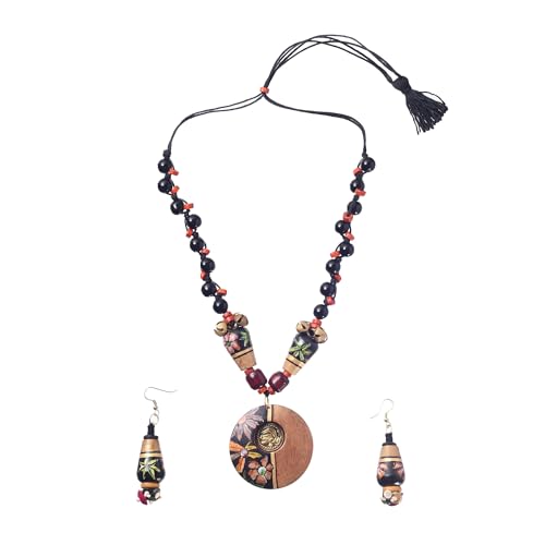 Image of AAKRITI ART CREATIONS Handcrafted Women's Jewelry Set - Ethnic Necklace and Earrings, Fashion Accessories for Special Occasions & Celebrations
