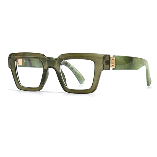 bullabulling Oprah Style Reading Glasses for Women Men, Fashion Square Blue Light Blocking Readers Lo5 (deep green, 2.25, x)