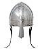 Fine Peak Medieval Nasal Norman Helmet - Silver Reenactment, LARP and Cosplay Armor for Viking, Knight and Spartan Costume